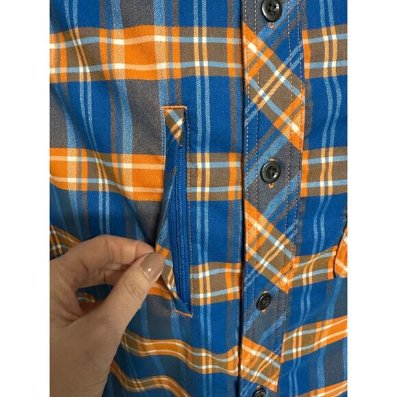 Alaskan Hardgear Performance Flannel Shirt Deluth Plaid Orange Blue Size M LNC! - Picture 6 of 6